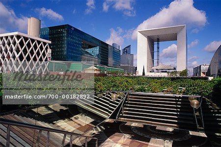 View of La Grand Arche, La Defense, Paris, France