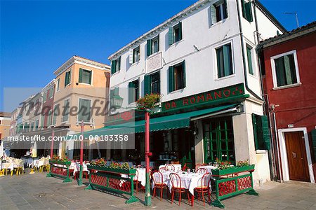 Restaurant Patio on Sidewalk Burano, Italy