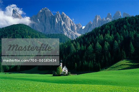 Church in Field St. Johann Church Val di Fune, Italy