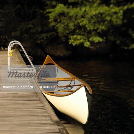 Canoe Tied to Dock