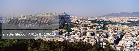 Vue d'ensemble d'Athènes et l'Acropole Grèce