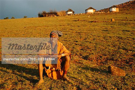 Person Sitting in Field Transkei South Africa