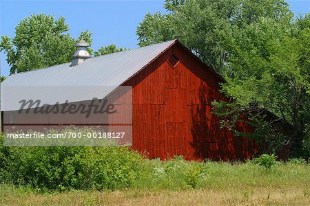 Grange rouge, Adams County dans le Wisconsin, USA