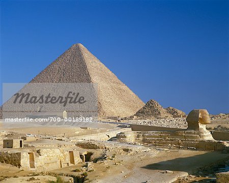 Sphinx und die Cheop Pyramiden Gizeh, Ägypten