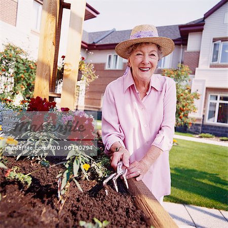 Elderly Woman Gardening