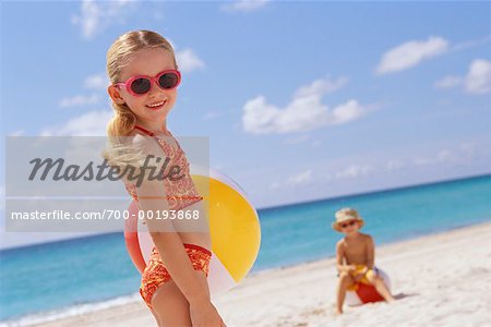 Children on Beach with Beach Ball