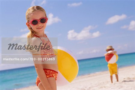 Children on Beach with Beach Ball