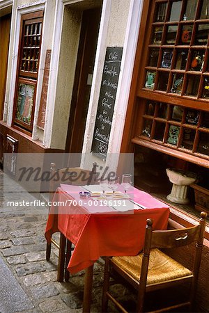 Empty Table at Cafe in Montmartre Paris, France