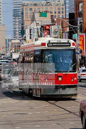 Streetcar in Traffic Toronto, Ontario Canada Streetcar in Traffic Toronto, Ontario Canada