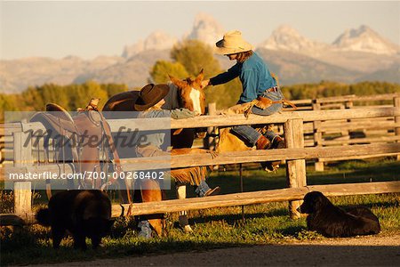 Two Cowgirls on Ranch