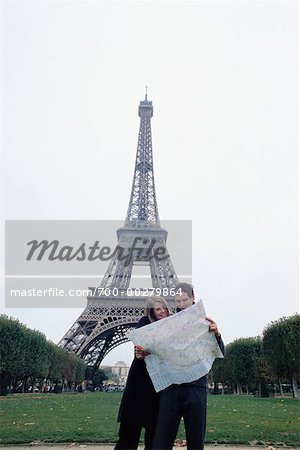 Couple at Eiffel Tower Paris, France