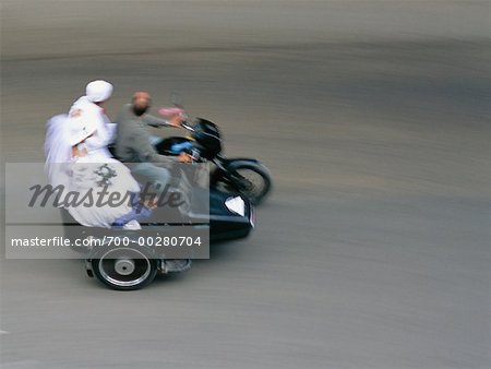 Newlyweds on Motorcycle
