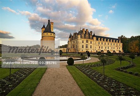 Le château et le jardin château Chenonceau France