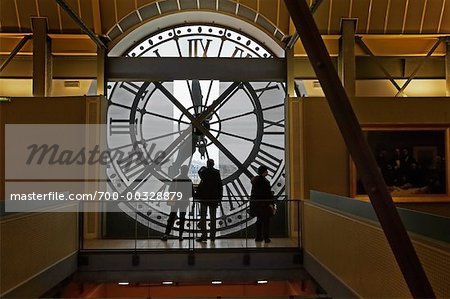 People Looking Out the Clock Tower at Musee d'Orsay Paris, France