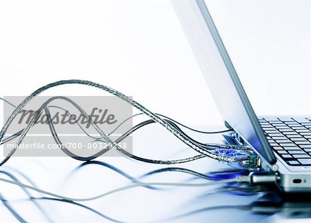 Laptop Computer with Wires