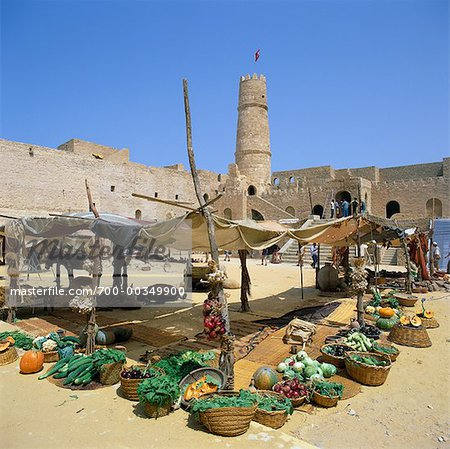 Market in Ribat Courtyard Ribat of Harthema, Monastir, Tunisia, Africa