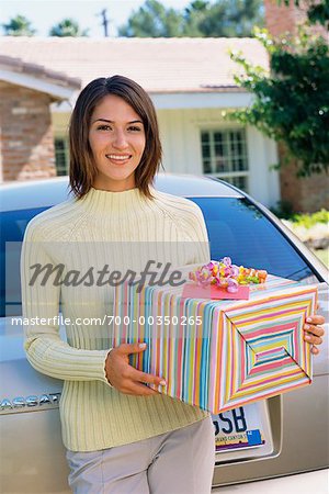 Woman Holding a Gift