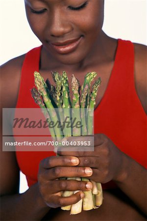 Woman Holding Asparagus