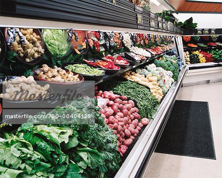 Vegetable Section in Grocery Store