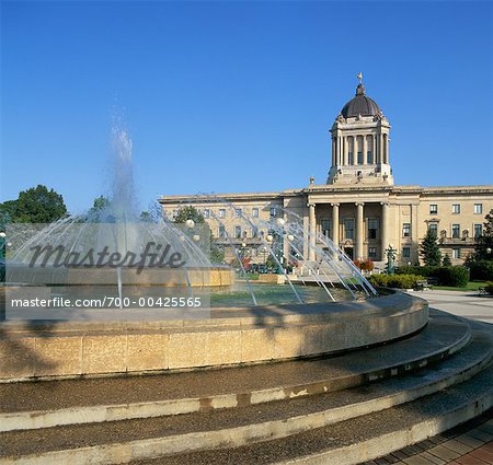 Water Fountain and Legislative Building, Winnipeg, Manitoba, Canada