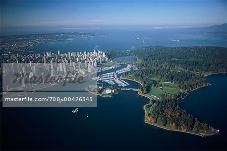 Stanley Park et le paysage urbain, Vancouver, Colombie-Britannique, Canada
