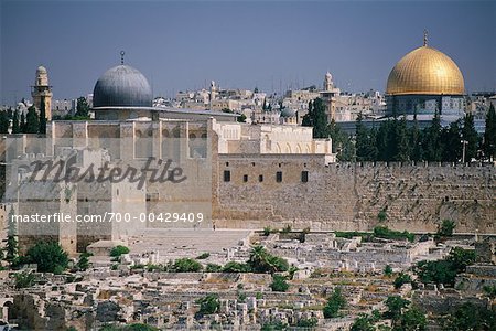 Mosquée Al-Aqsa et le dôme du rocher, au Mont du Temple, Jérusalem, Israël