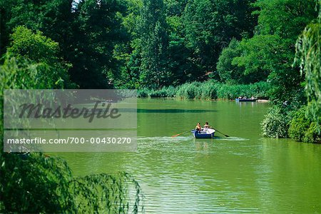 Rowboat on Lake, Central Park, New York City, New York, USA