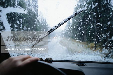 Person Driving in the Snow