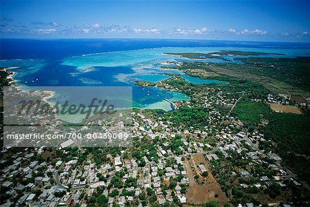 Vue aérienne de la ville et la côte, l'île Maurice