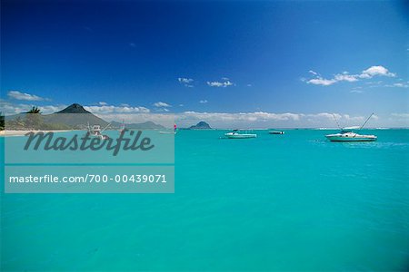 Boats in Ocean, Mauritius, Indian Ocean