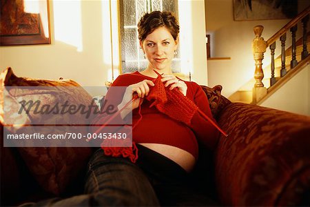 Pregnant Woman Knitting