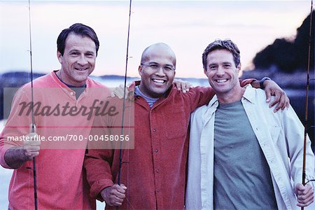 Portrait de trois hommes pêche