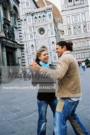 Couple Dancing in Front of Duomo, Florence, Italy