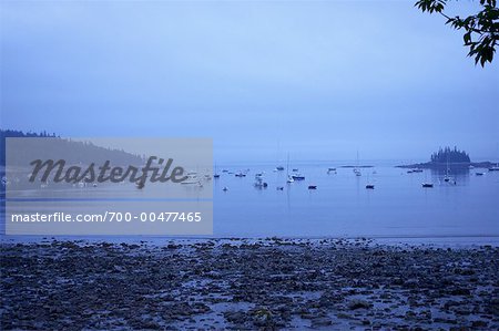 Bateaux ancrés au Parc National d'Acadia, Maine, États-Unis