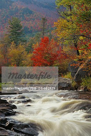 Rapides de la rivière dans la rivière Ausable Forest, parc des Adirondacks, New York State, États-Unis