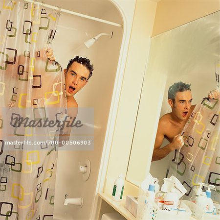 Man Taking a Shower