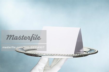 Blank Card on Silver Tray
