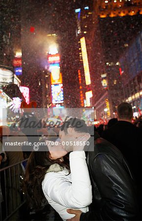 Couple Kissing at New Year's New York, New York, USA