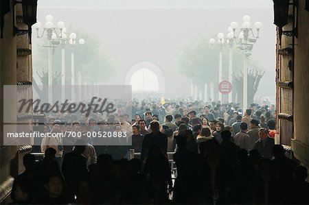 Foule de touristes en continu dans la cité interdite, Pékin, Chine