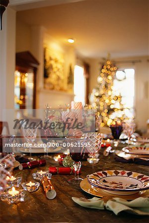 Table Set for Christmas Dinner
