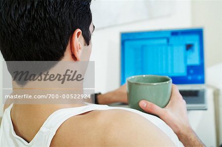 Man Using Laptop Computer