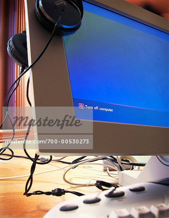 Computer Screen with Headphones