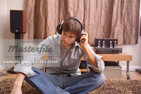 Man Listening to Headphones