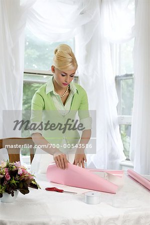 Woman Wrapping Present