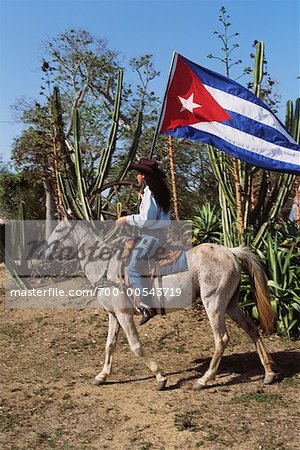 Femme équitation, Camaguey, Cuba