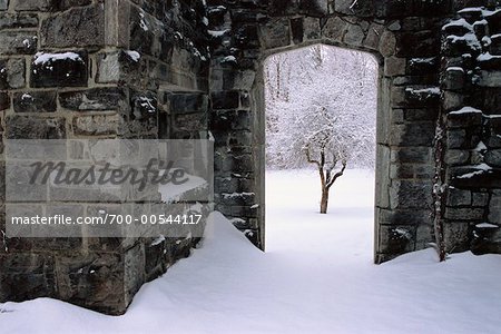 Ruins and Fresh Snow, Mackenzie King Estate, Gatineau Park, Quebec, Canada