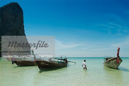 Lange Schwanz Boote, Hat Rai Leh, Krabi, Thailand