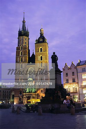St Mary's Church and the Main Market Square, Krakow, Poland