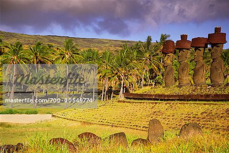 Moai, Ahu Nau Nau, Anakena, Osterinsel, Chile