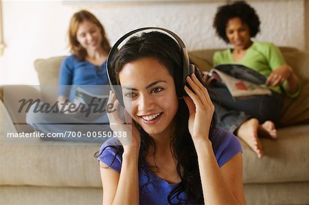 Woman Listening to Headphones